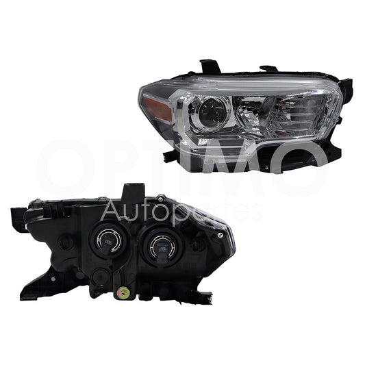 TOYOTA TACOMA 2019 2020 2021 2022 2023 FARO DER F/CROMADO C/LUPA C/FILO CROMO Y NEGRO C/MICA AMBAR