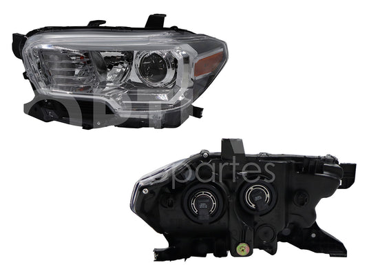 TOYOTA TACOMA 2019 2020 2021 2022 2023 FARO IZQ F/CROMADO C/LUPA C/FILO CROMO Y NEGRO C/MICA AMBAR
