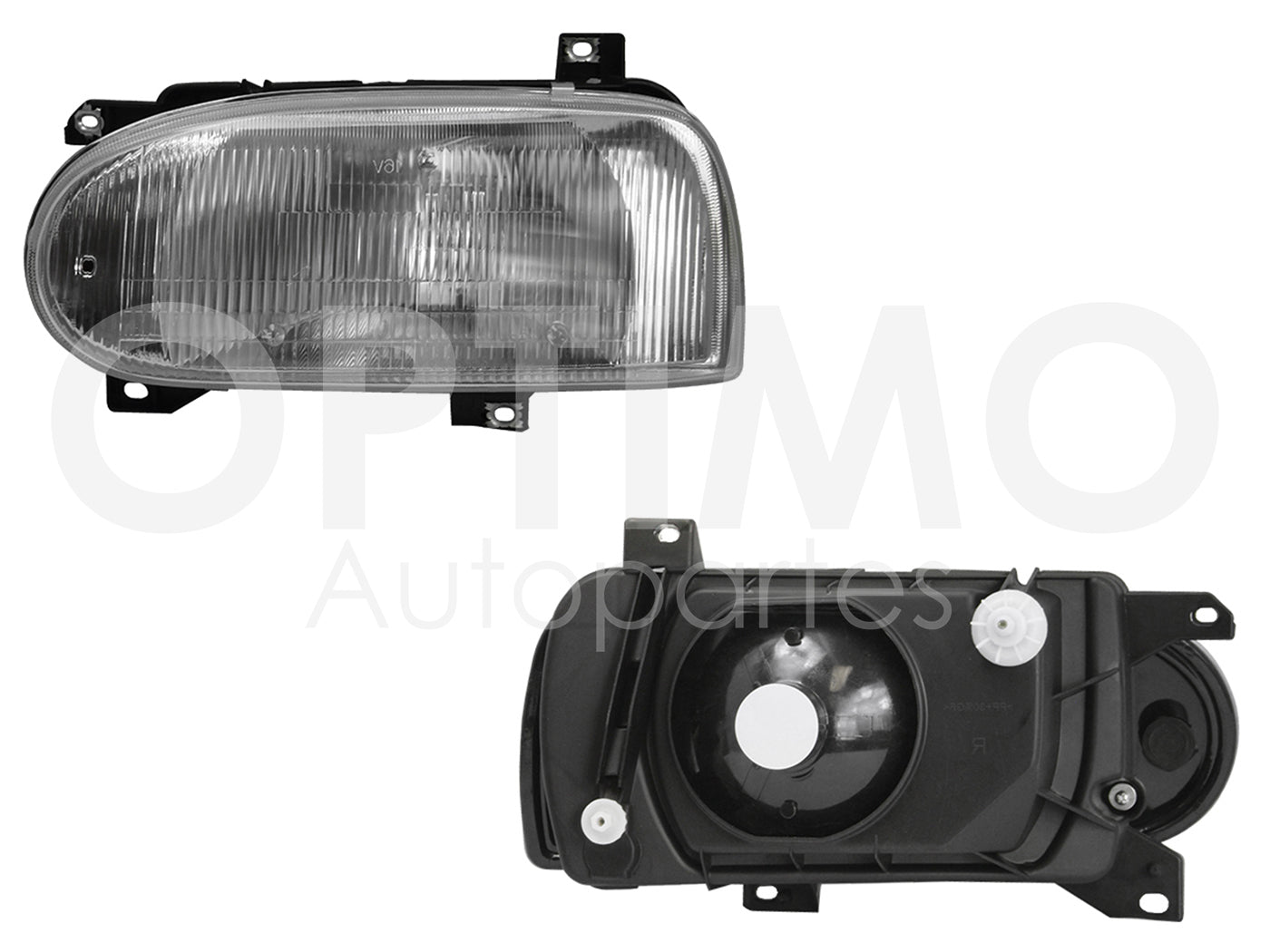 1993 - 1998  VOLKSWAGEN GOLF A3 FARO DER F/CROMADO C/BASE PLASTICO VIDIRO RAYADO