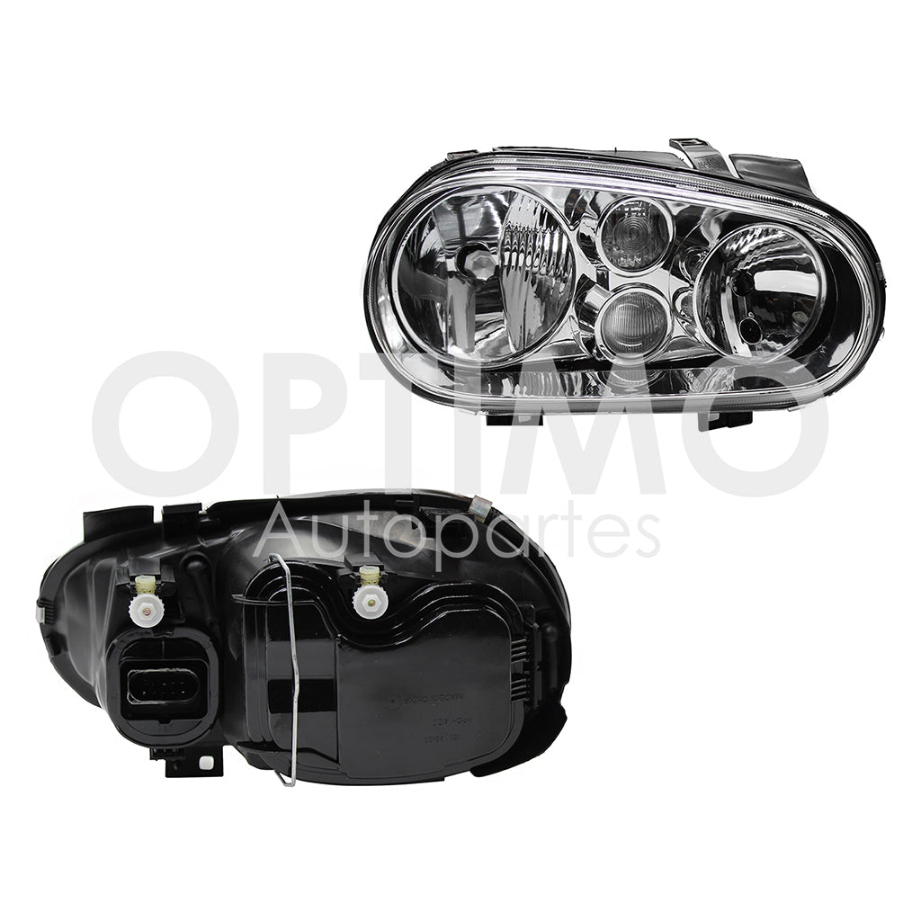 1993 - 1998  VOLKSWAGEN GOLF A3 FARO IZQ F/CROMADO C/BASE PLASTICO VIDRIO RAYADO