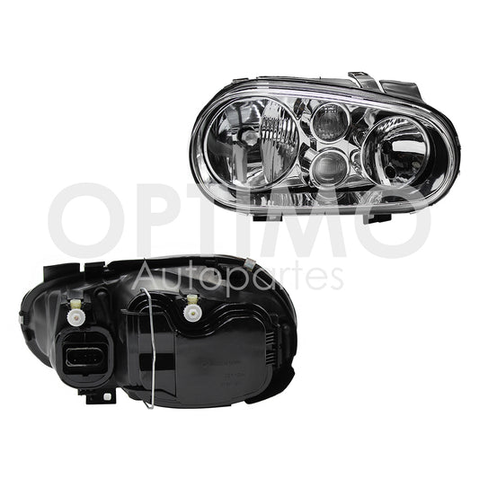 1993 - 1998  VOLKSWAGEN GOLF A3 FARO IZQ F/CROMADO C/BASE PLASTICO VIDRIO RAYADO