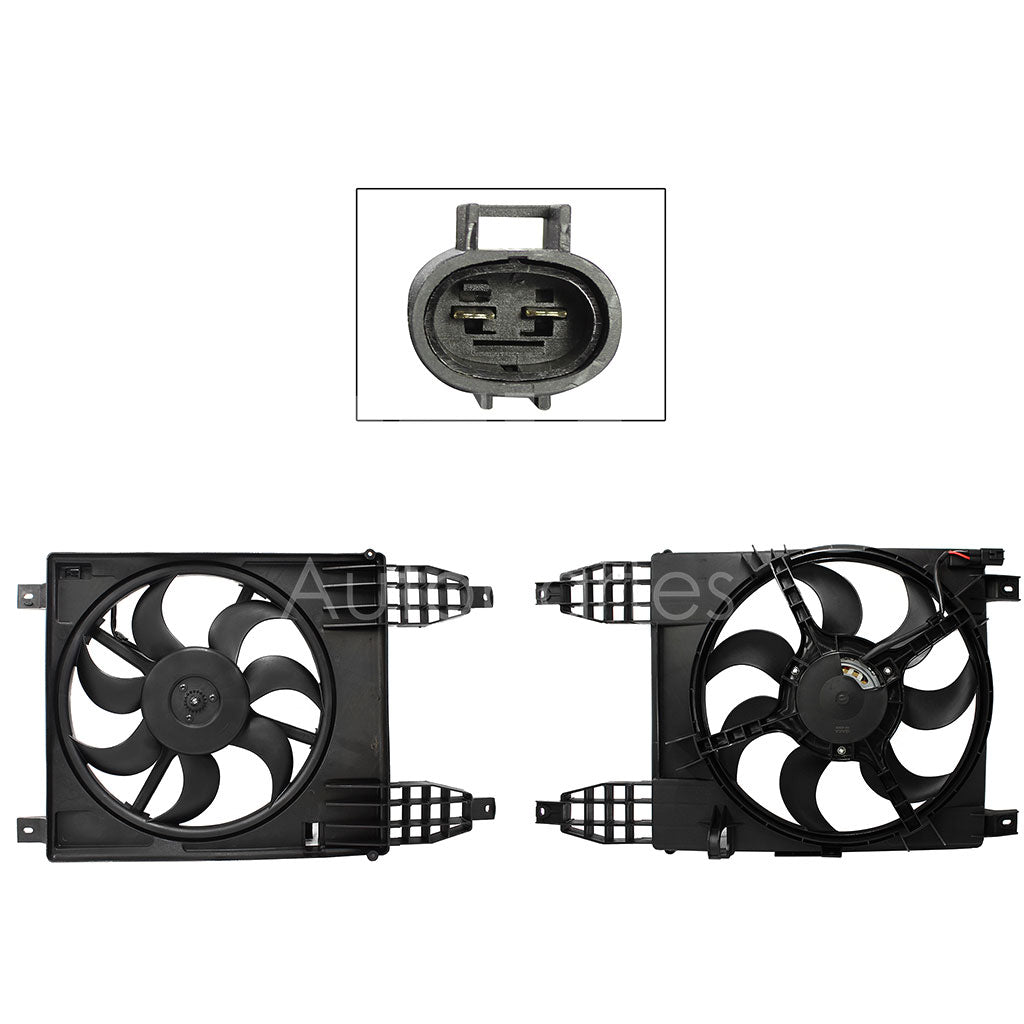 CHEVROLET AVEO 1.6L 2010 2011 2012 2013 2014 2015 2016 2017 MOTOVENTILADOR COMPLETO C/S AIRE C/TOLVA 2PINES S/RESISTENCIA