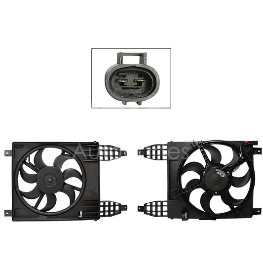 CHEVROLET AVEO 1.6L 2010 2011 2012 2013 2014 2015 2016 2017 MOTOVENTILADOR COMPLETO C/S AIRE C/TOLVA 2PINES S/RESISTENCIA